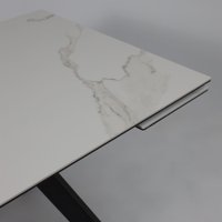 Кухонный стол Аврора Монако New 1600/2240x900 (камень белый Greys White/черный матовый)