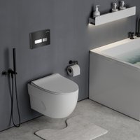 Унитаз подвесной Roxen Porto One Rimless 6 в 1 StounFix Dual Fresh 646666 (чёрное стекло)