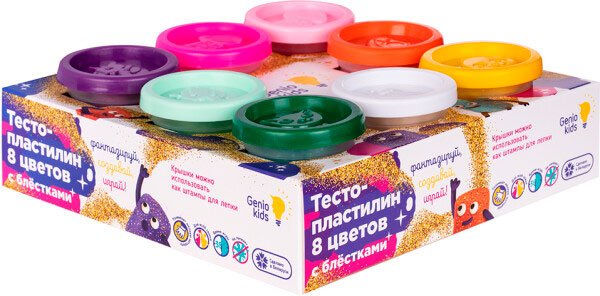 

Набор для лепки Genio Kids Тесто-пластилин с блестками TA2017 (8 цветов)