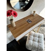 Консольный стол Shtabe Royal 5011 эко (белый/дуб кантри золотой/золото)