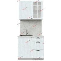 Готовая кухня Интерлиния Берес 0.9А (дуб полярный/дуб полярный/серый каспий)