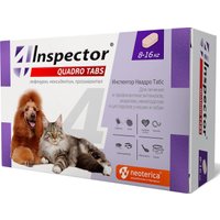 Таблетки от блох и клещей Inspector Quadro Tabs для кошек и собак 8-16 кг (4 таблетки)