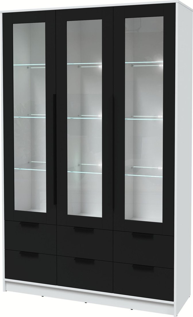 

Шкаф-витрина Интерлиния Концепт КТ-ШВ3 с подсветкой (черный/белый платинум)