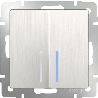 Выключатель проходной Werkel WL13-SW-2G-2W-LED (перламутровый рифленый)