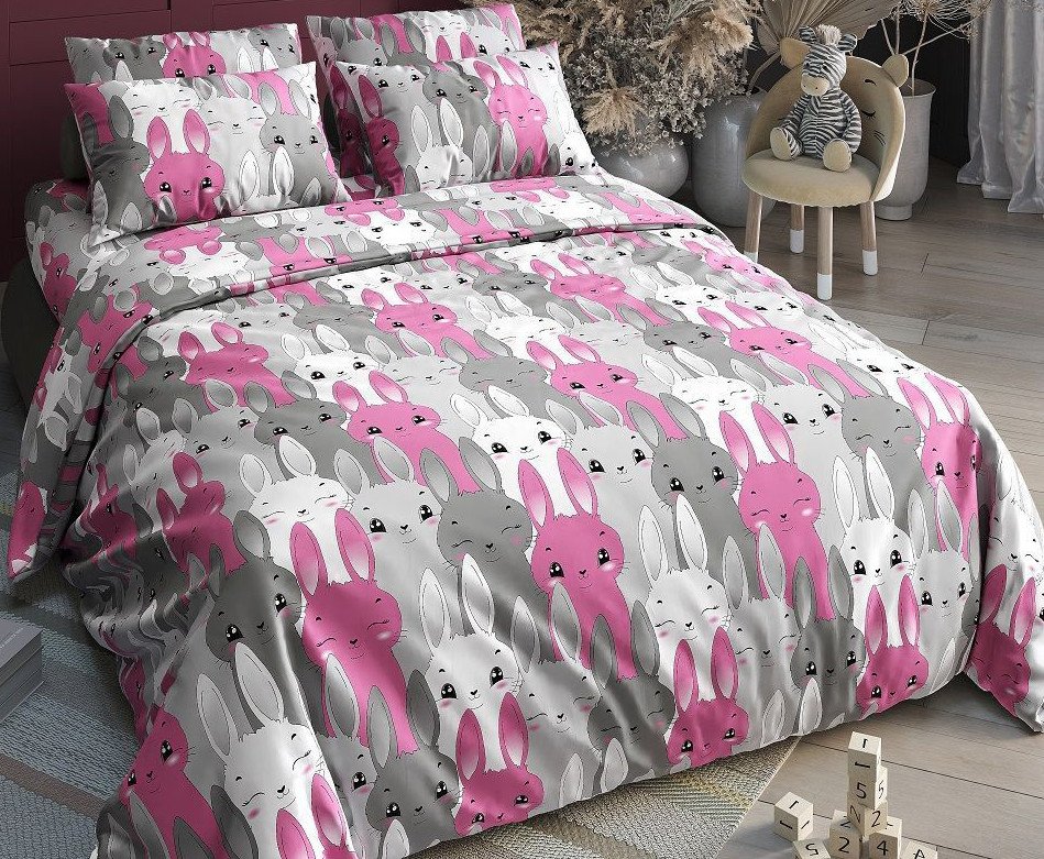 

1.5-спальный комплект постельного белья Luxor Тинейджер Ушастики розовый (поплин)