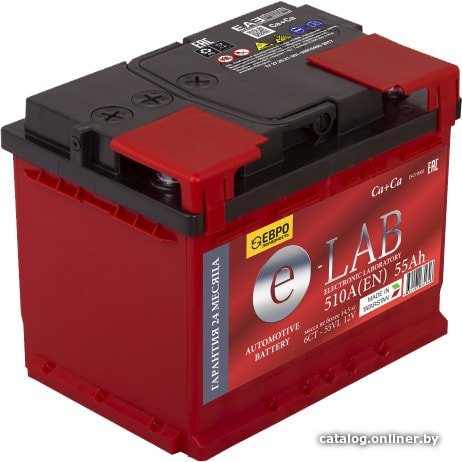 Автомобильный аккумулятор E-Lab 6СТ- 55R (55 А·ч)