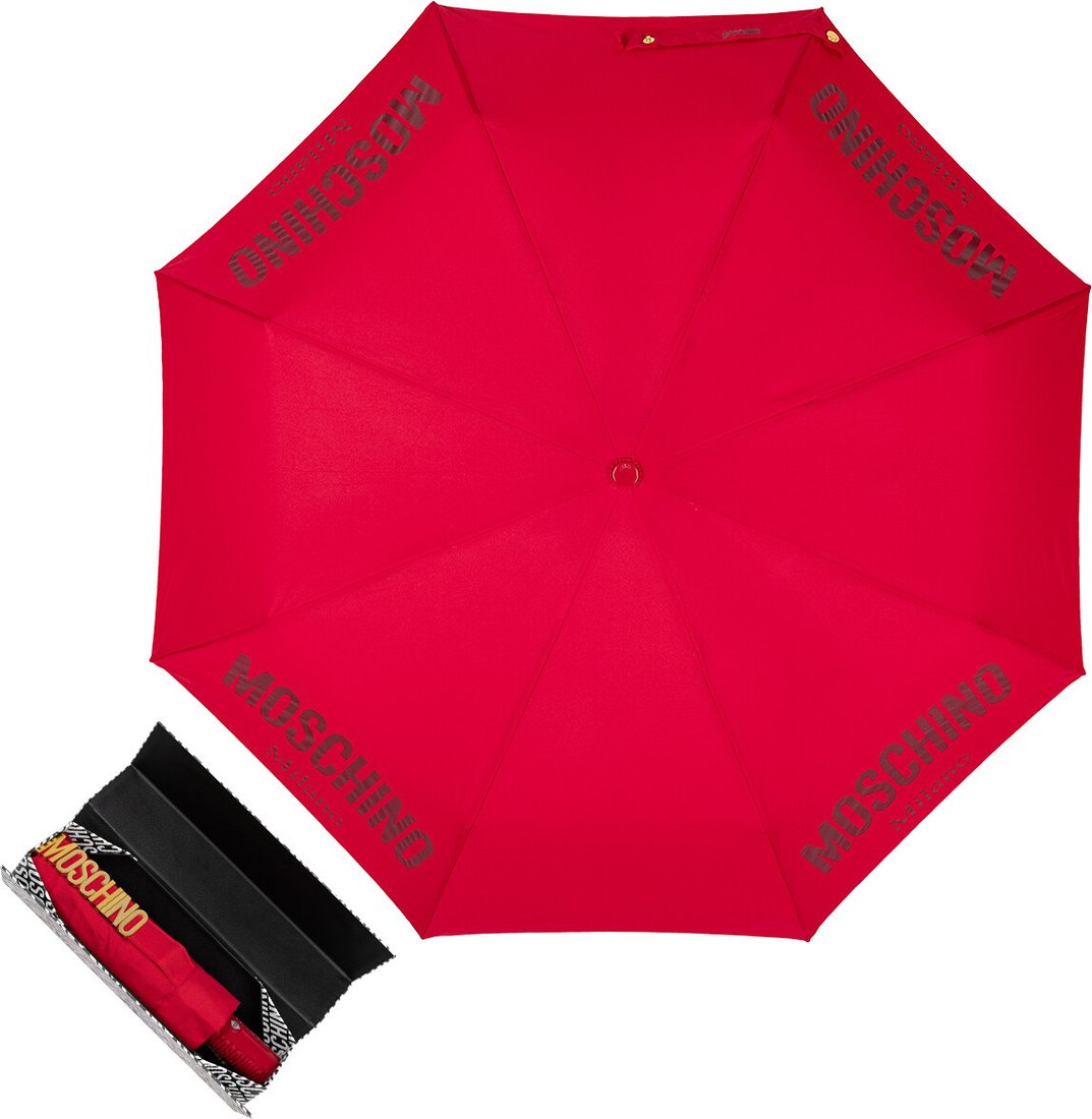 

Складной зонт Moschino 8021-OCC New Metal Logo Red + Box logo