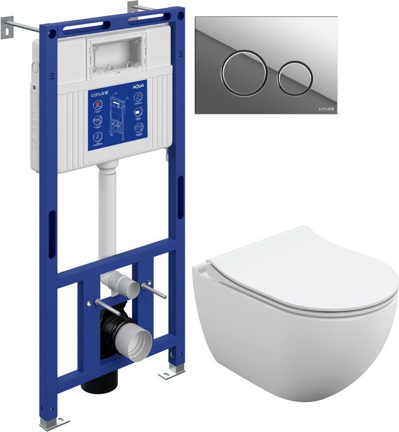 

Унитаз подвесной Cersanit Brasko Slim 64824 + Aqua Prime М 50 68179 с кнопкой Twins 63523 (кнопка хром глянцевый)