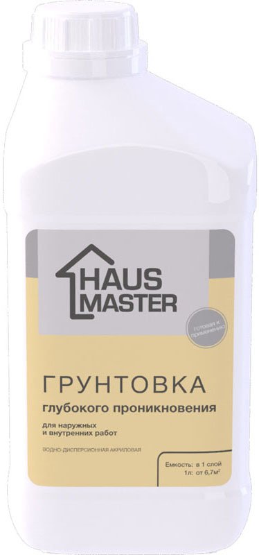 

Водно-диспрессионная грунтовка Haus Master Глубокого проникновения (1 л, бесцветный)