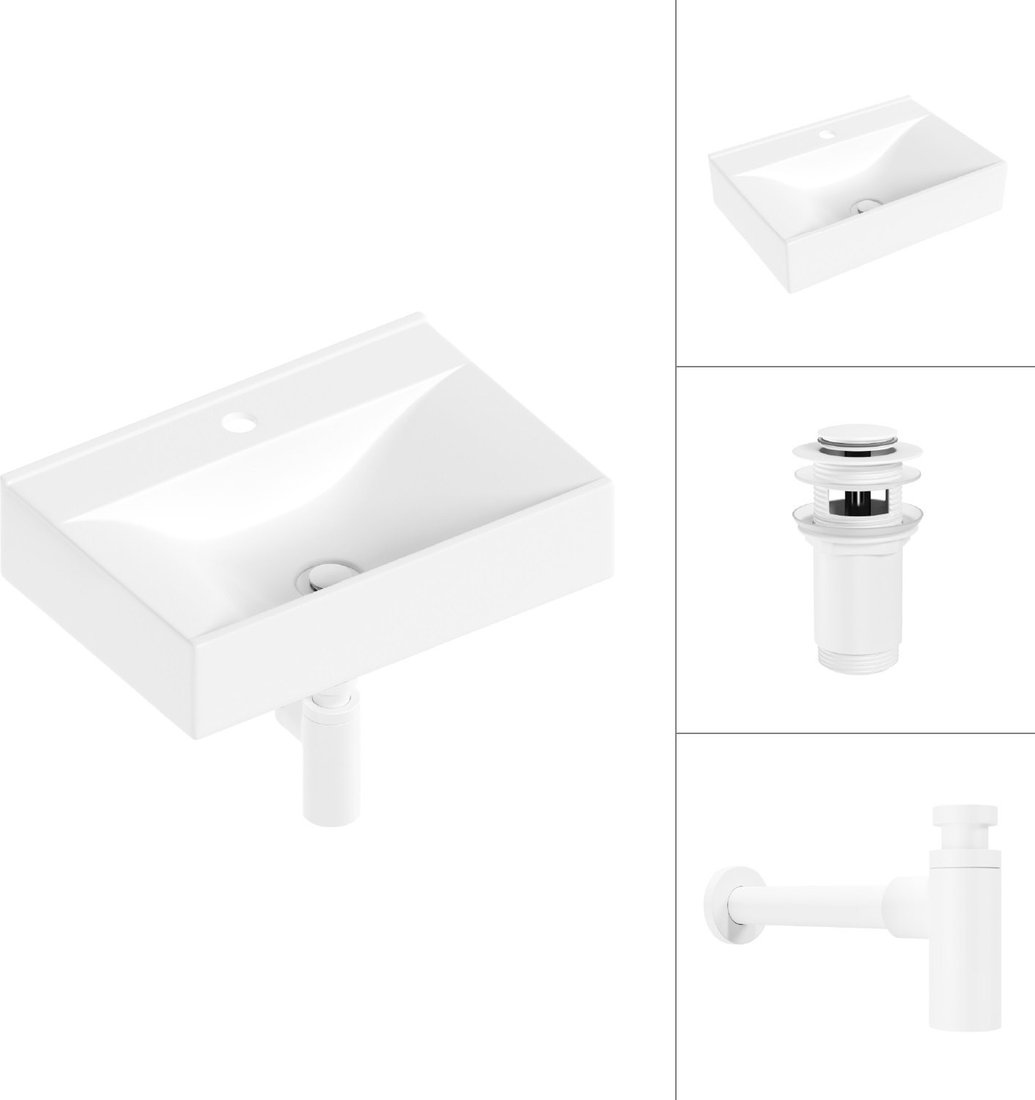 Умывальник Lauter 21887B + клапан 21190W + сифон 21635W (белый матовый)