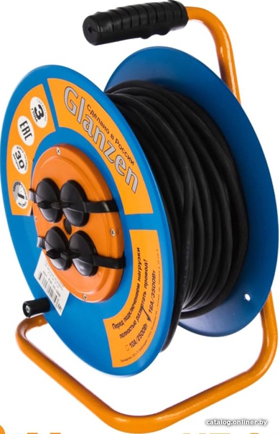 Удлинитель на катушке Glanzen EB-30-009 (30 м, синий)