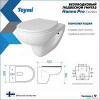 Унитаз подвесной Teymi Hanna Pro T40901