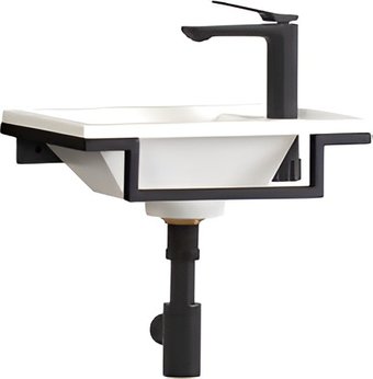 Умывальник Belux Мини-1 HR1240 (черный, с каркасом, сифоном, донным клапаном)