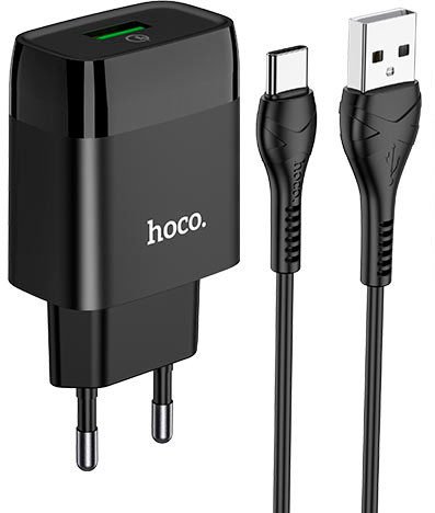 Сетевое зарядное Hoco C72Q USB Type-C (черный)