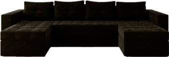 П-образный диван Настоящая мебель Константин (независимый пружинный блок, вельвет, черный)
