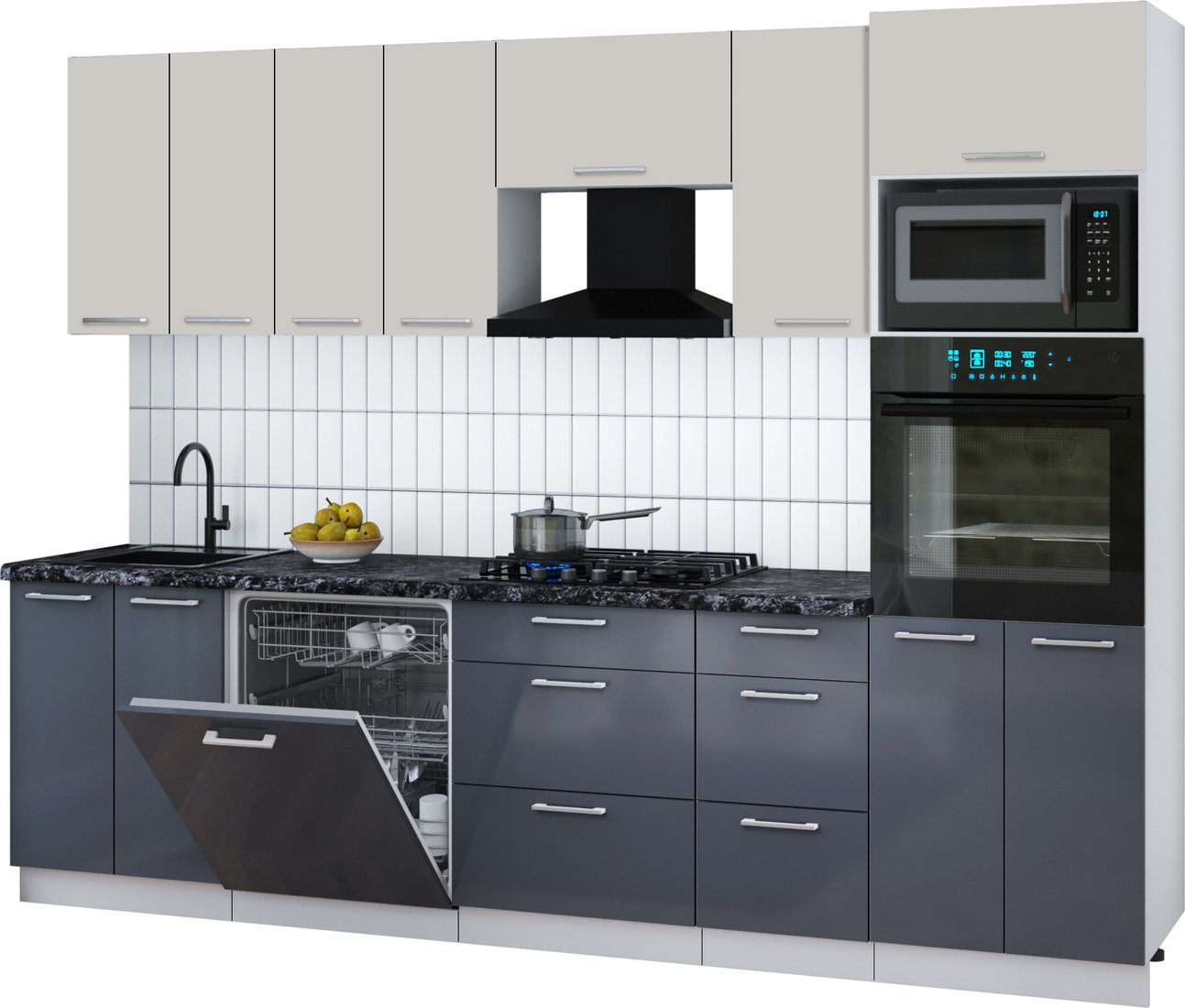 

Готовая кухня Интерлиния Мила Gloss 2.8-ПМ1 (асфальт глянец/кашемир/кастилло темный)