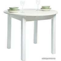Кухонный стол Рамзес Круглый раскладной (белый текстурный, ноги квадро) в Гомеле