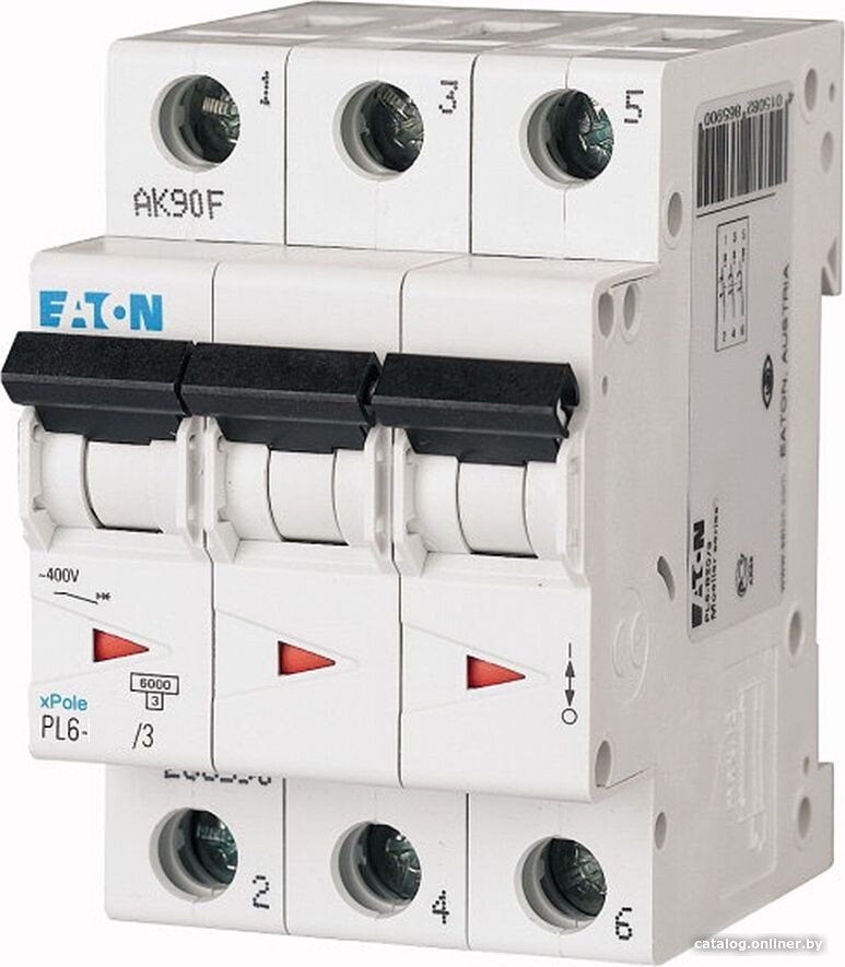 Выключатель автоматический Eaton PL6-B63/3 3P 63A B 6kA 3M 286595