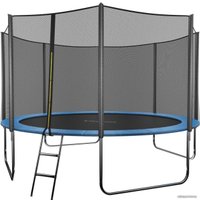 Батут GetActive Jump 12ft - 374 см с лестницей, внешней сеткой (синий)