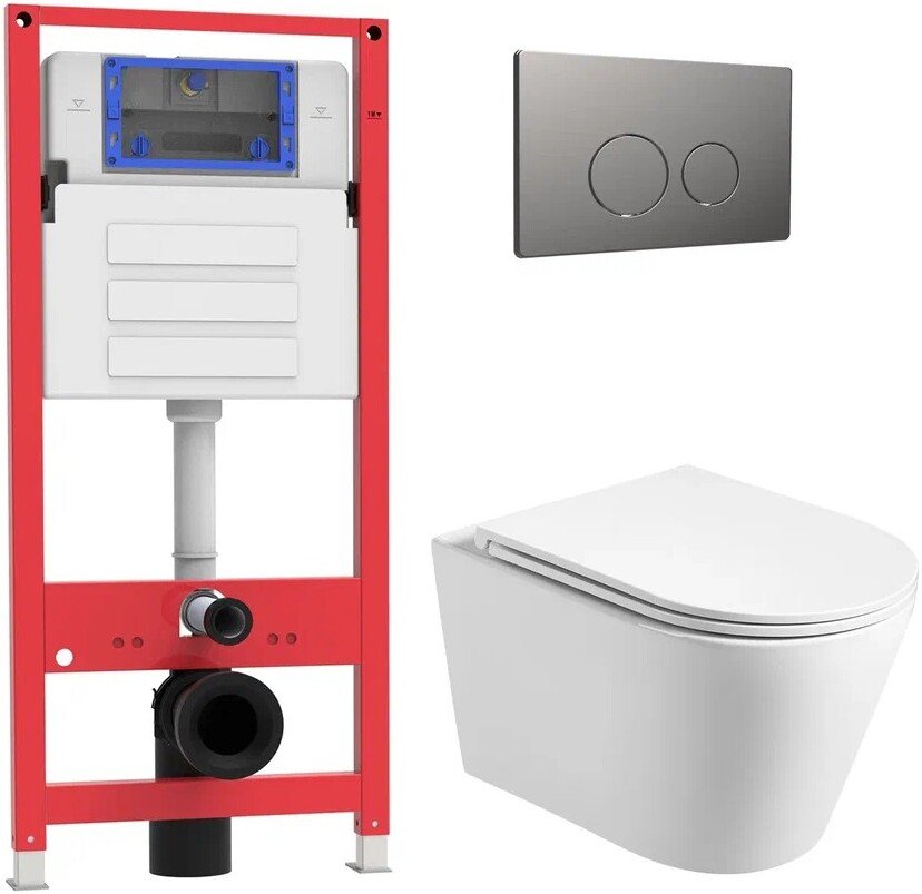 

Унитаз подвесной Oliveeka OL-MQ-003 + OL-6016 + OL-R22-BGM (матовый оружейный металл)