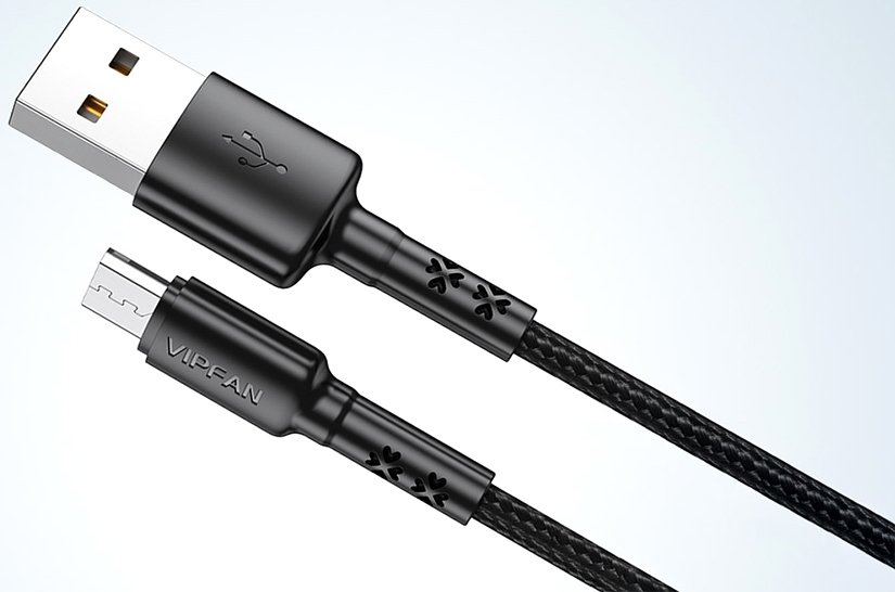 

Кабель Vipfan X02 USB Type-A - microUSB (1.2 м, черный)