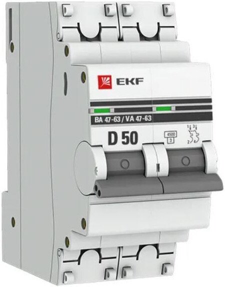 Выключатель автоматический EKF PROxima ВА 47-63 2P 50А (D) 4.5kA