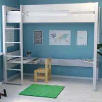 Кровать-чердак ММЦ Амелия 90x200 (с рабочей зоной, белый воск)
