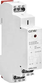 Реле промежуточное GEYA Реле промежуточное модульное GR8-208-230, 2CO, 8A(250VAC/24VDC), 230VAC/24VAC/DC, LED, 1M