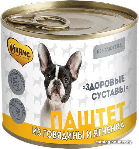 Консервированный корм для собак Мнямс Здоровые суставы паштет из говядины и ягненка 200 г