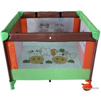 Игровой манеж ForKiddy Quadro plus (коровки, коричневый/зеленый)