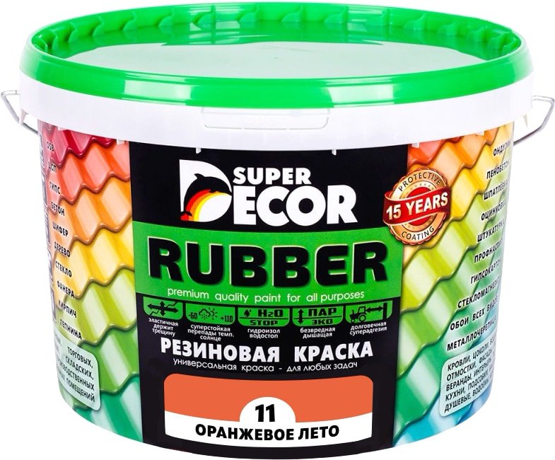 

Краска Super Decor Rubber 3 кг (№11 оранжевое лето)