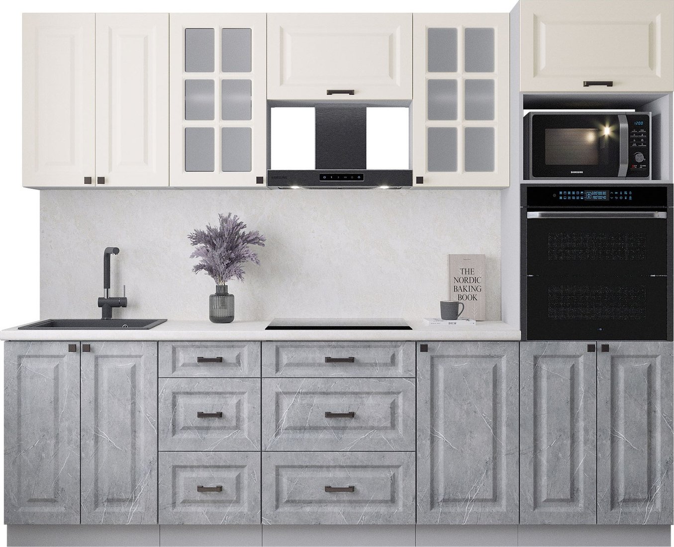 

Готовая кухня Интерлиния Мила Деко 2.6 (керамика/белый/опал светлый)