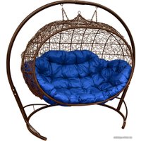 Подвесной диван M-Group Улей 11210210 (коричневый ротанг/синяя подушка)