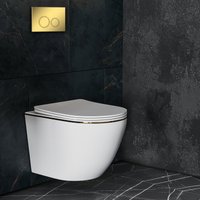 Унитаз подвесной Roxen Antares Gold в комплекте с инсталляцией StounFix Dual Fresh 6 в 1 968092 (кнопка: золото глянцевое )