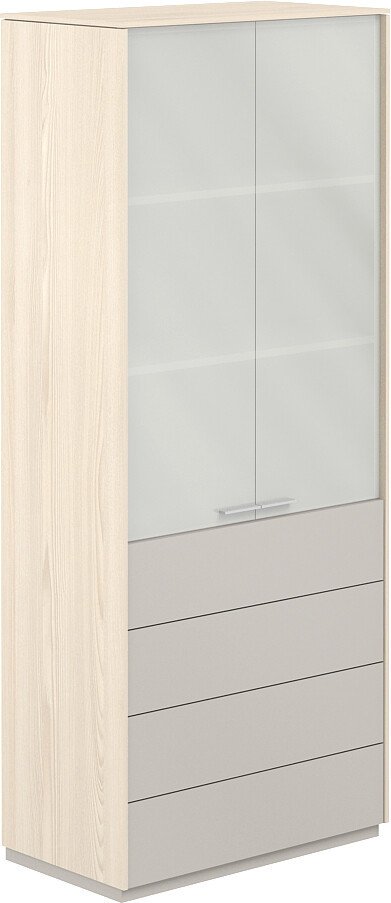 

Книжный шкаф Norden Высокий со стеклом NZ-0332.YN.GS (ясень наварра/серый камень)