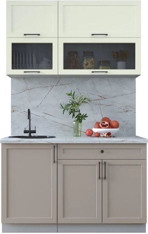 

Готовая кухня Интерлиния Тренд 1.3Б (белый/луна/серый каспий)