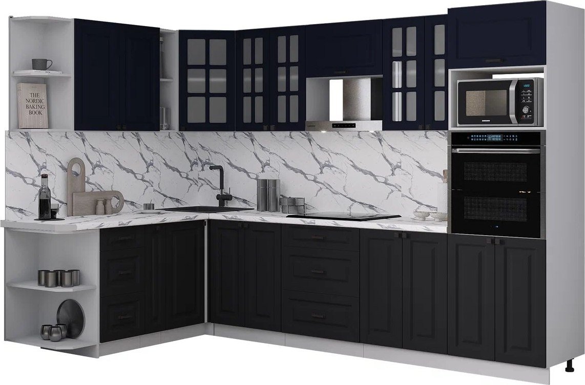 

Готовая кухня Интерлиния Мила Деко 1.88x3.0 LV (черный/индиго/белый гранит)