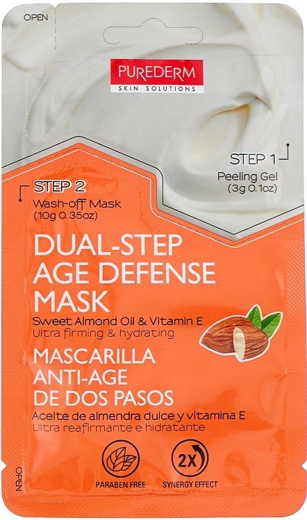 

Purederm Маска для лица кремовая Dual-step Age Defense Mask масло миндаля и витамин Е 10 г