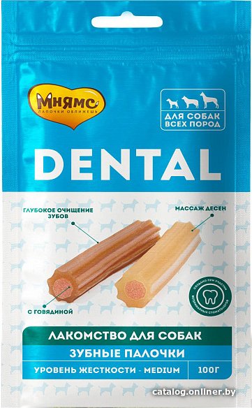 Лакомство для собак Мнямс Dental Зубные палочки с говядиной 100 г