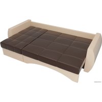 Угловой диван Лига диванов Сатурн 101068 (левый, экокожа, коричневый/бежевый)