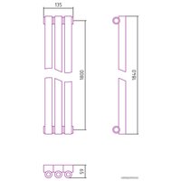 Стальной трубчатый радиатор Сунержа Эстет-0 1800х135 3 секции (хром)