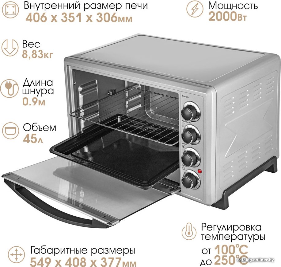 Мини-печь Endever Danko 4047 (серебристый)