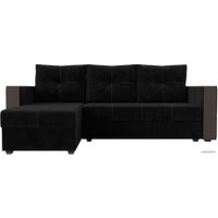 Угловой диван Лига диванов Валенсия Лайт левый (велюр, черный)