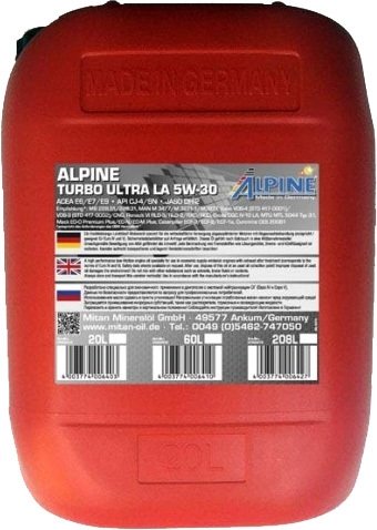 

Моторное масло Alpine Turbo Ultra LA 5W-30 20л