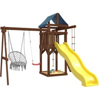 Игровой комплекс National Tree Company c качелями лодочка и подвесным плетеным креслом IgroWoods ДП-2 Premium