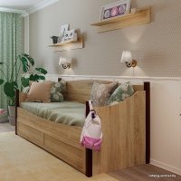 Кровать с выдвижным спальным местом Глазов Adele 80x200 (дуб сонома/орех шоколадный)