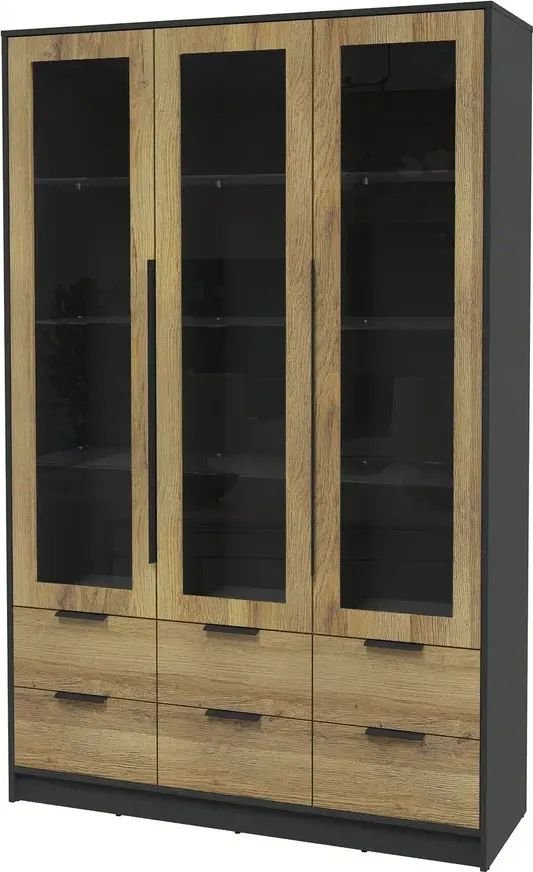 

Шкаф-витрина Интерлиния Концепт КТ-ШВ3 Глосс (антрацит/дуб вотан)