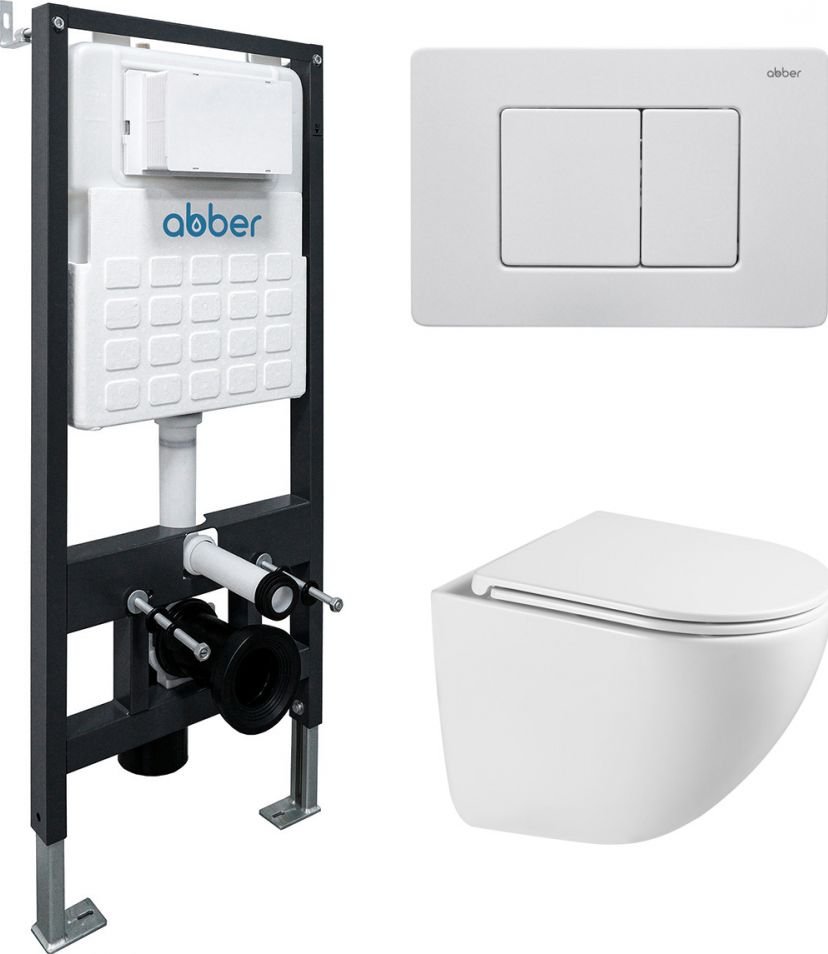 Унитаз подвесной Abber Bequem AC1131TC-AC0105-AC0120 (с кнопкой смыва)