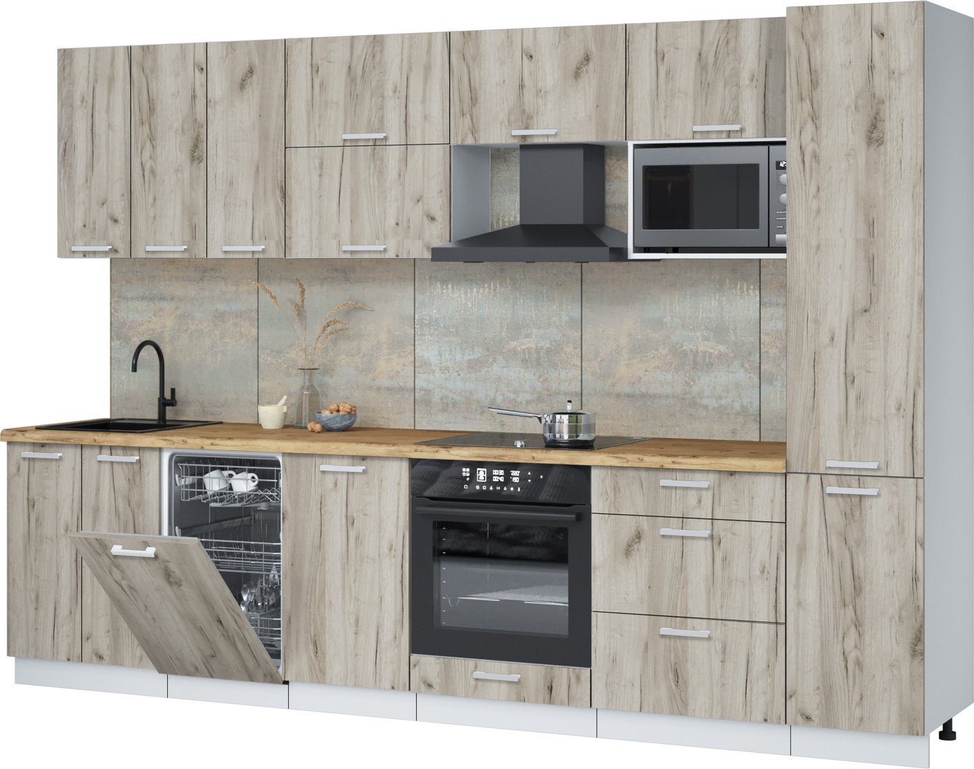 

Готовая кухня Интерлиния Мила Лайт 3.1-ПМ4 (дуб серый/дуб серый/дуб бунратти)