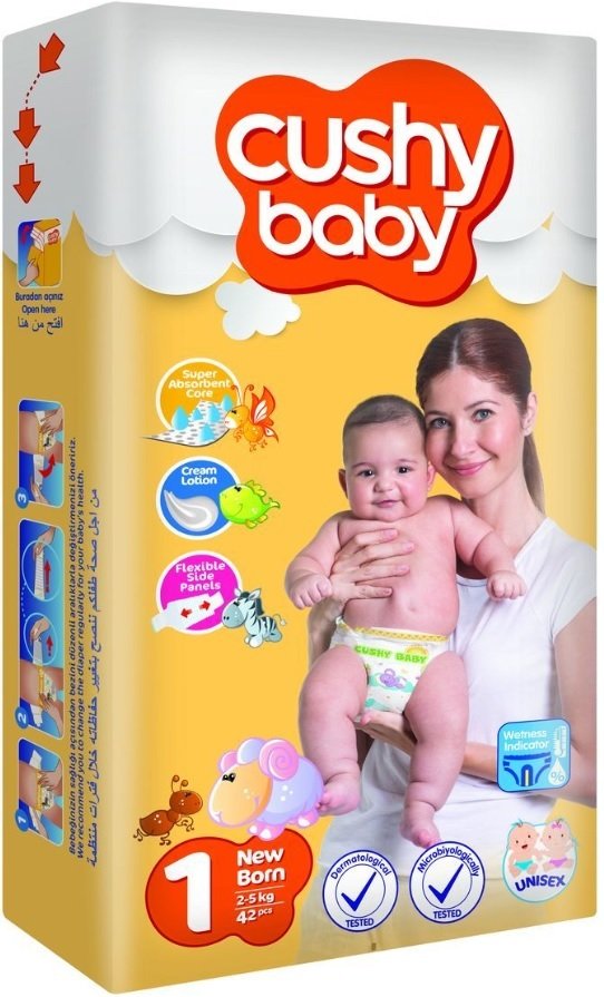 

Подгузники Cushy Baby Newborn Eco pack 2-5 кг (42 шт)